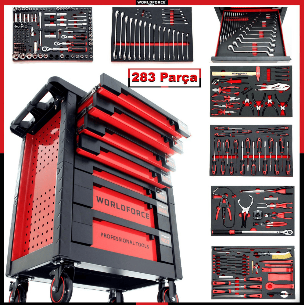 Worldforce 283 Parça Dolu Takım Dolabı 7 Çekmeceli WF-283